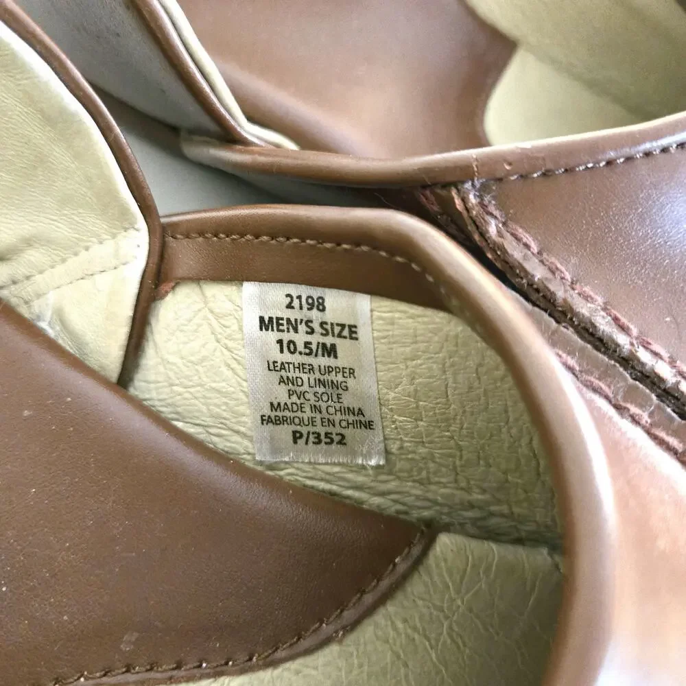 L.B. Evans Men's Brown Leather Slip-On Loafer Slippers Size 10.5M